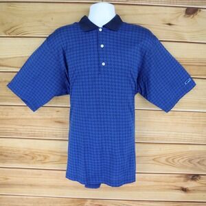 Slazenger Polo Shirt Mens Sz XL Blue Geometric Pattern 100% Cotton Short Sleeves